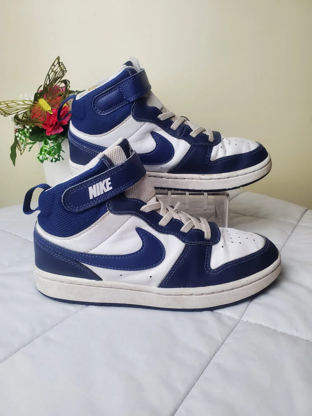 Nike Court Borough Mid 2 White Blue Size 1.5Y